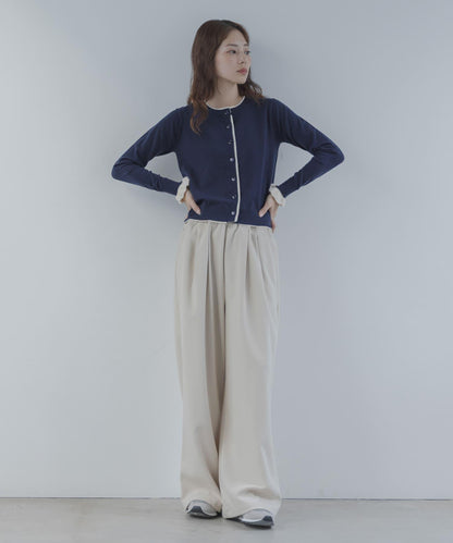 拼色荷葉邊針織開衫