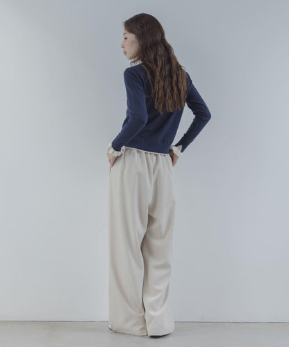 拼色荷葉邊針織開衫