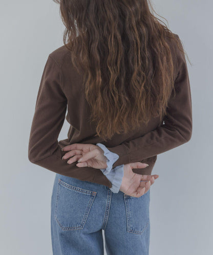 拼色荷葉邊針織開衫