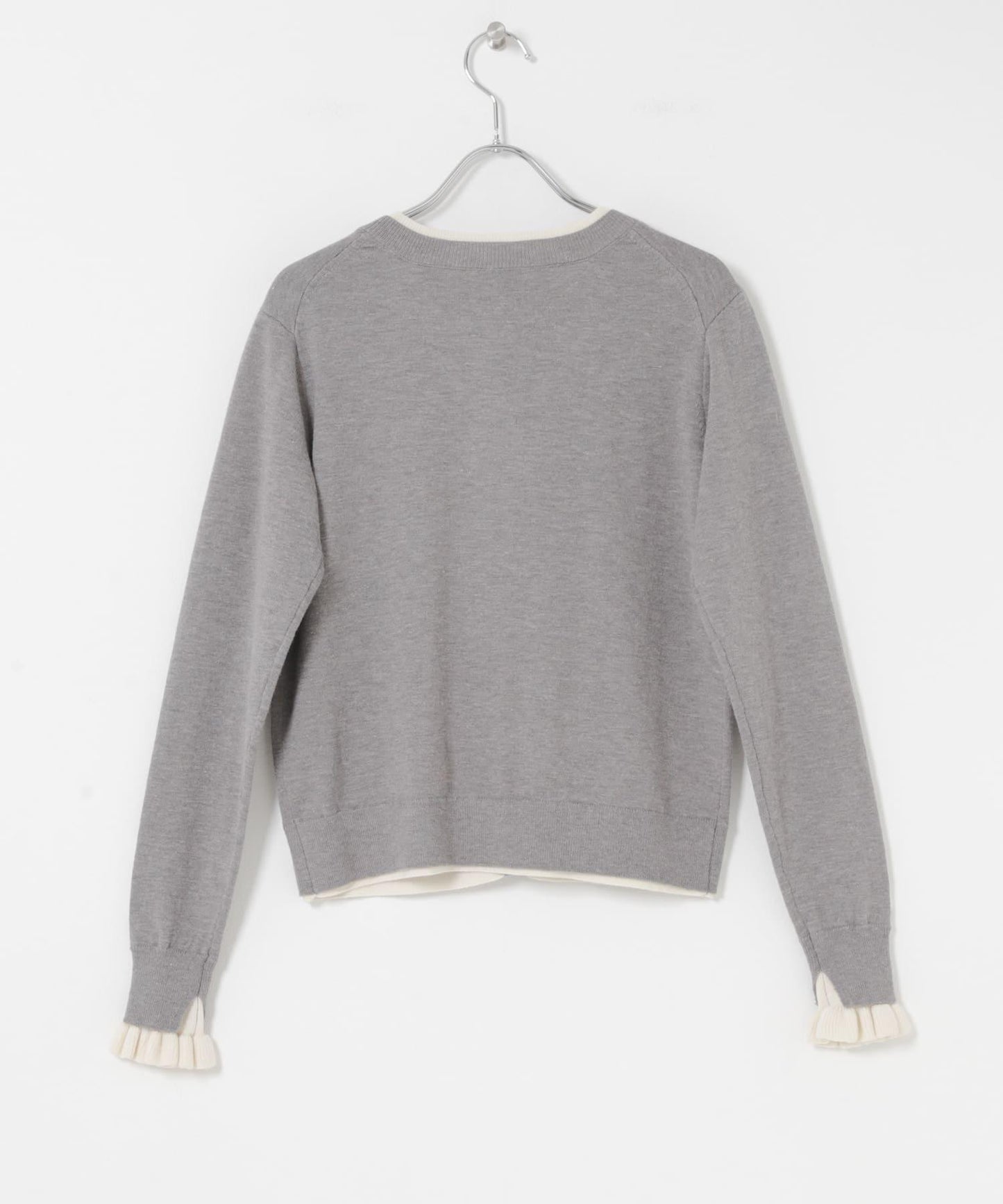 拼色荷葉邊針織開衫