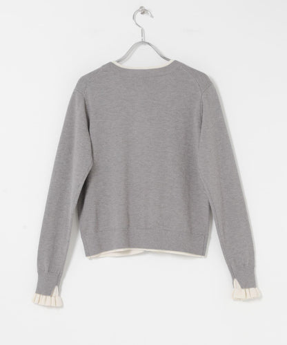 拼色荷葉邊針織開衫