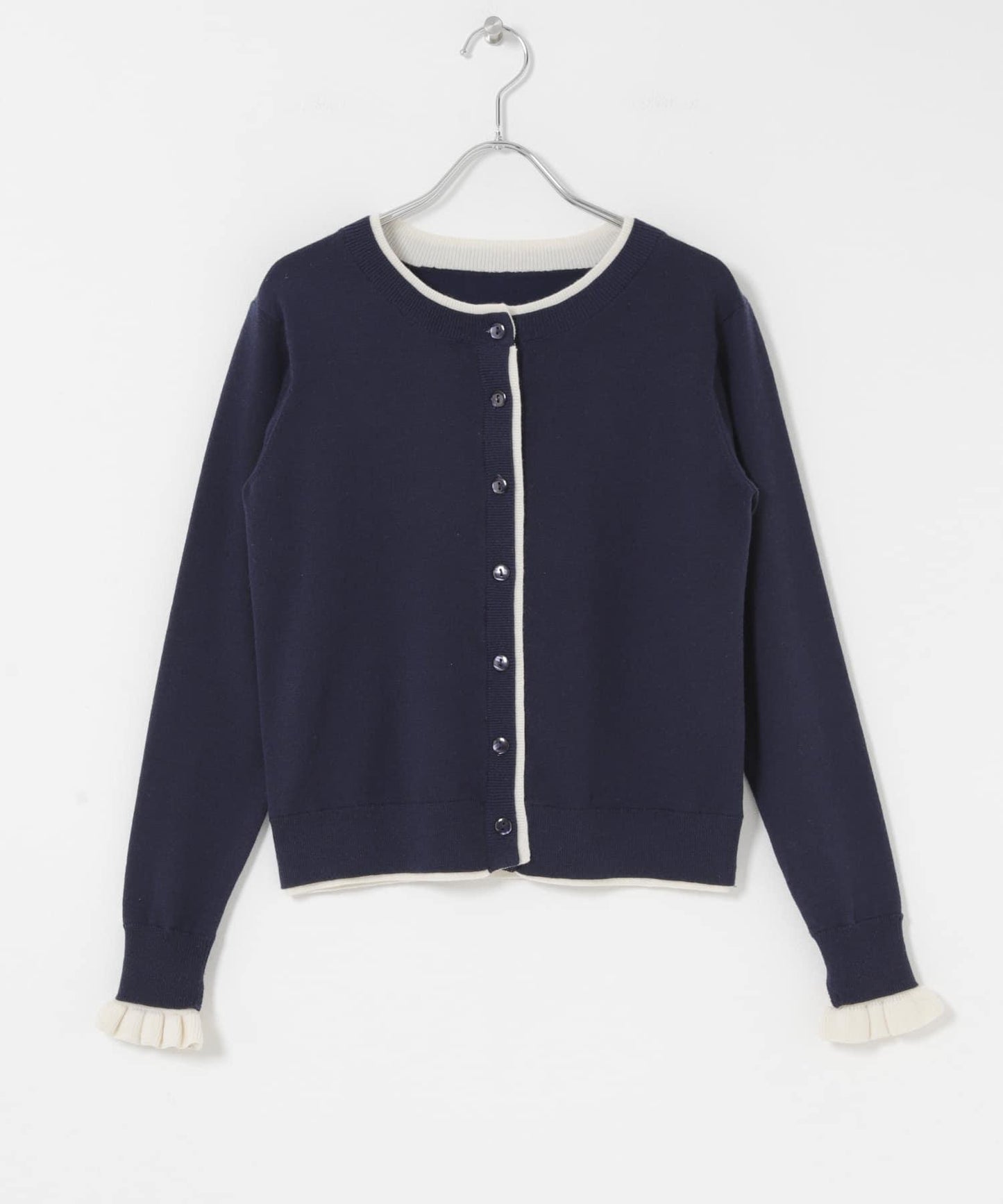 拼色荷葉邊針織開衫