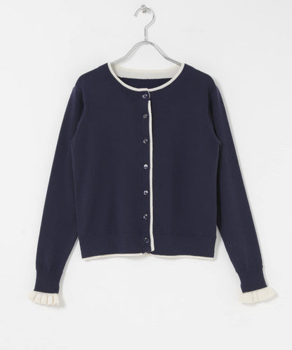 拼色荷葉邊針織開衫