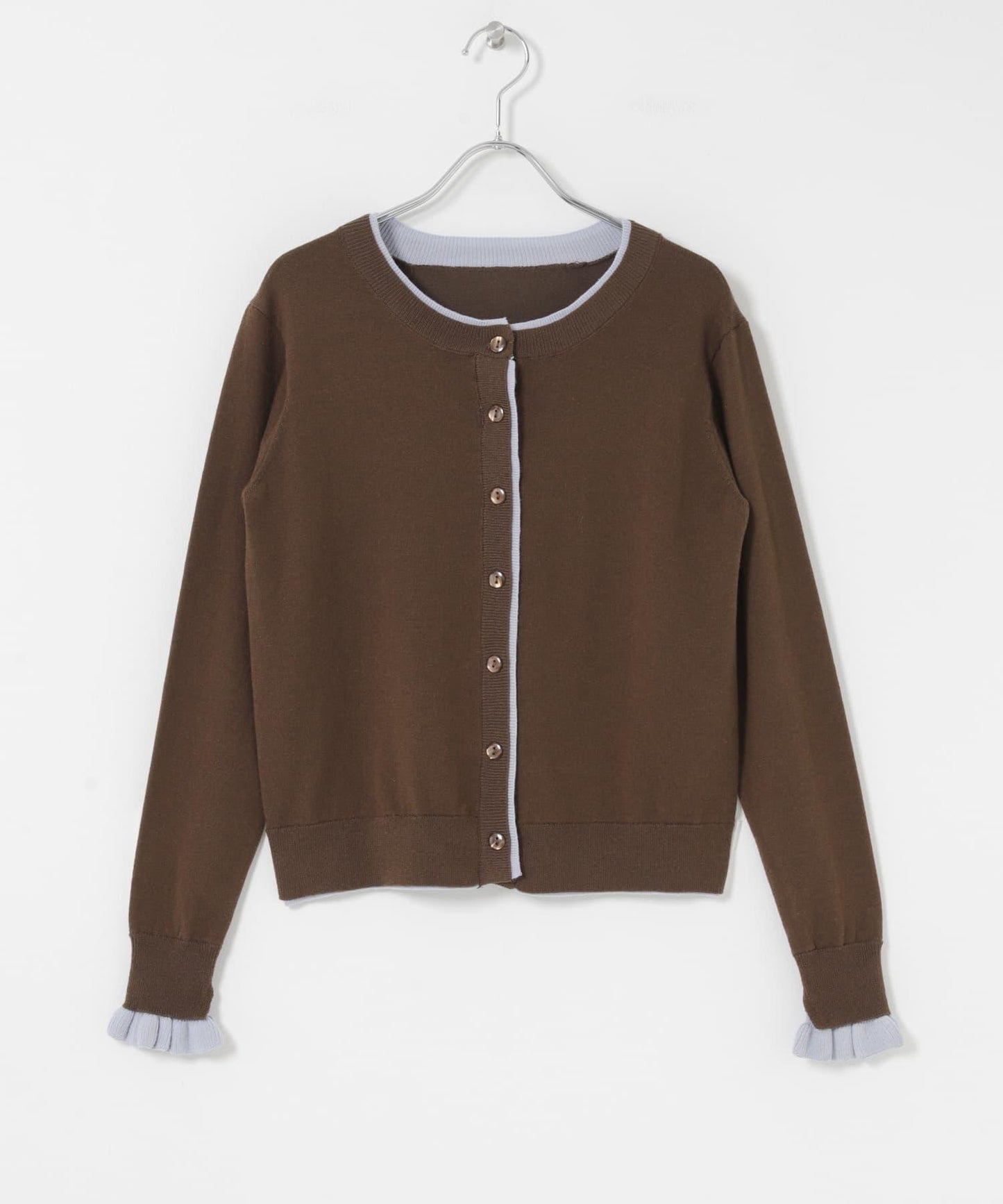 拼色荷葉邊針織開衫