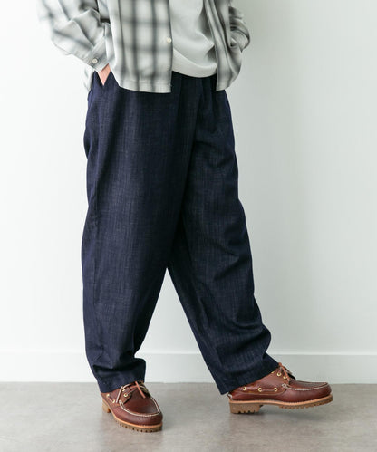 牛仔風寬鬆闊腿休閒褲