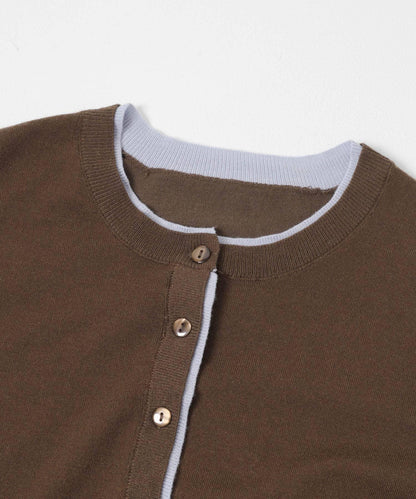 拼色荷葉邊針織開衫