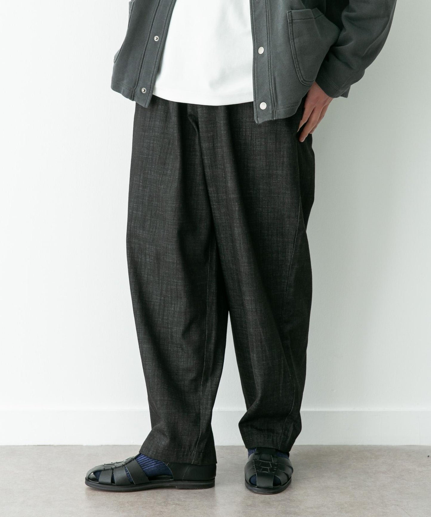 牛仔風寬鬆闊腿休閒褲