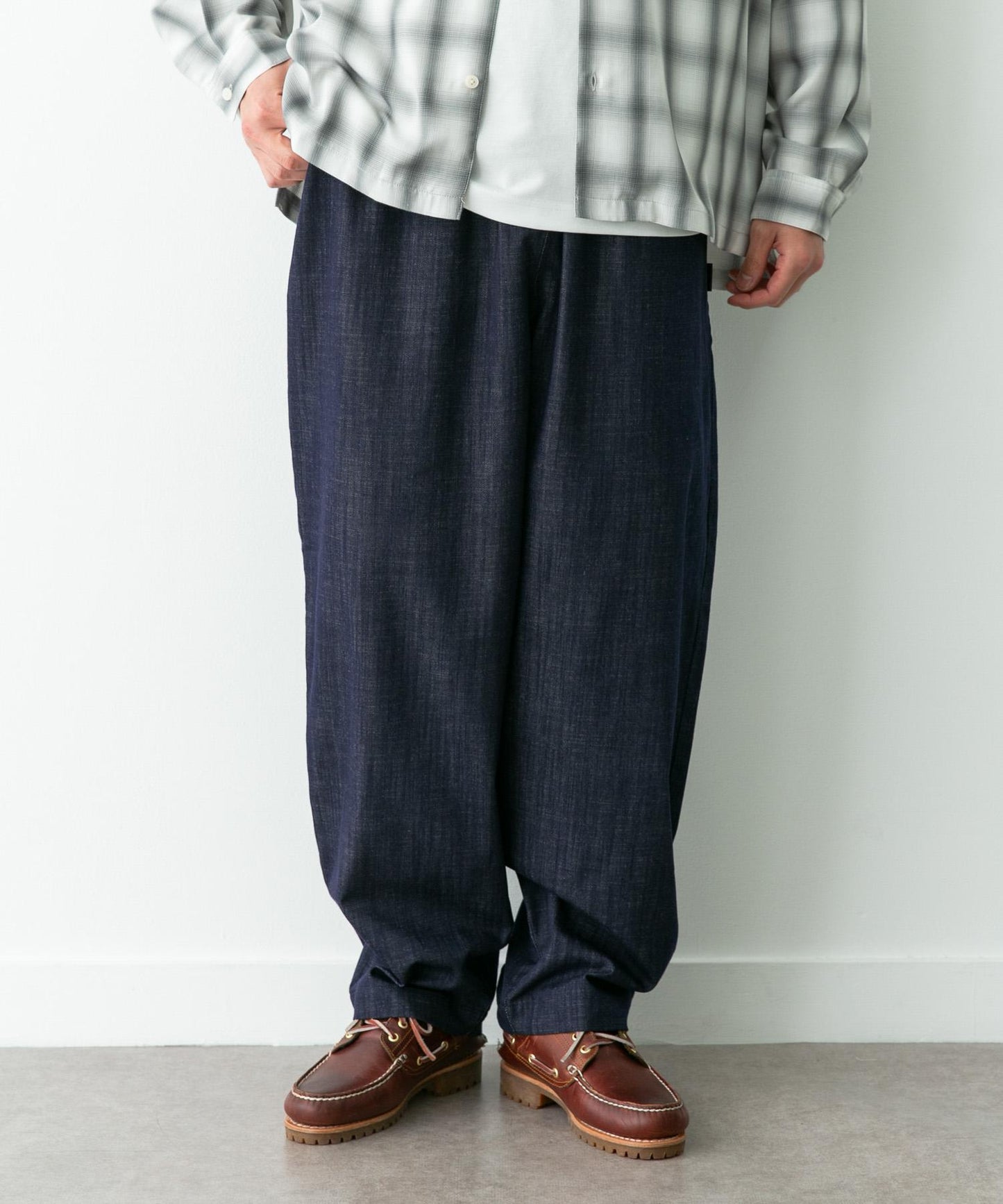 牛仔風寬鬆闊腿休閒褲