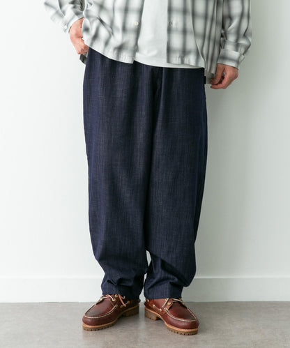 牛仔風寬鬆闊腿休閒褲