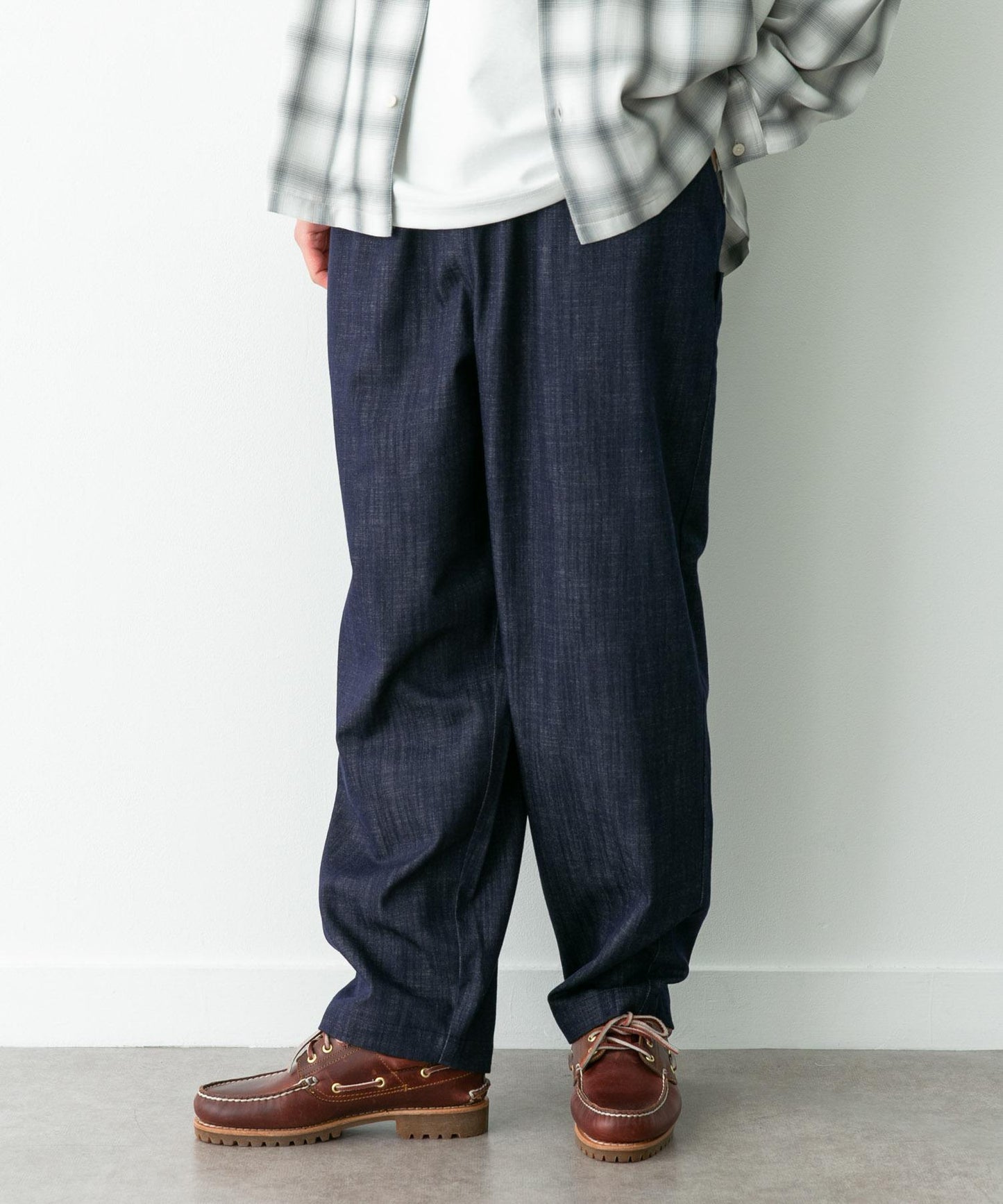 牛仔風寬鬆闊腿休閒褲