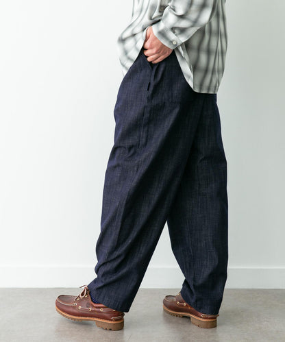 牛仔風寬鬆闊腿休閒褲