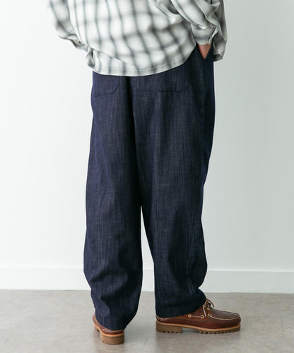 牛仔風寬鬆闊腿休閒褲