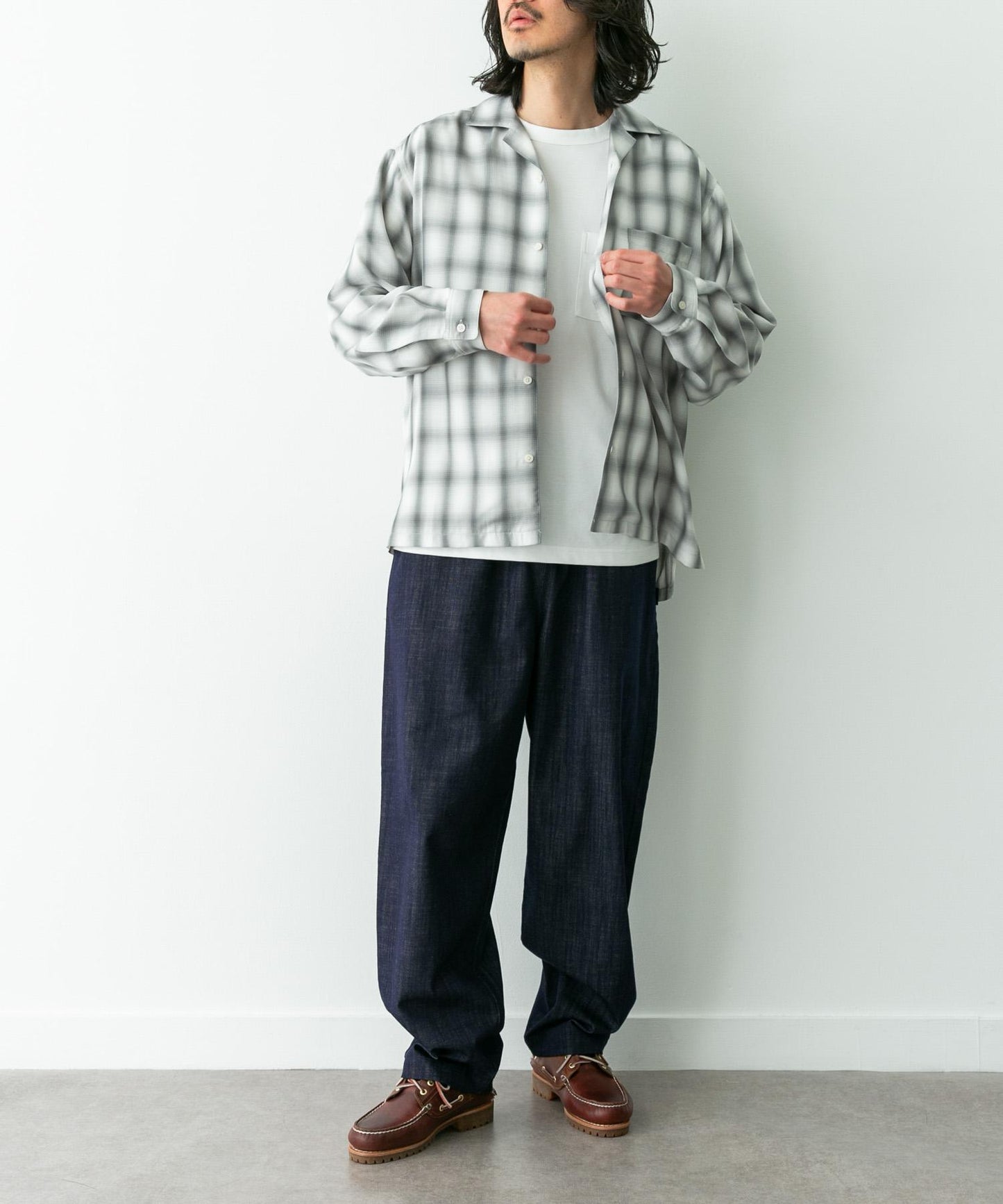 牛仔風寬鬆闊腿休閒褲