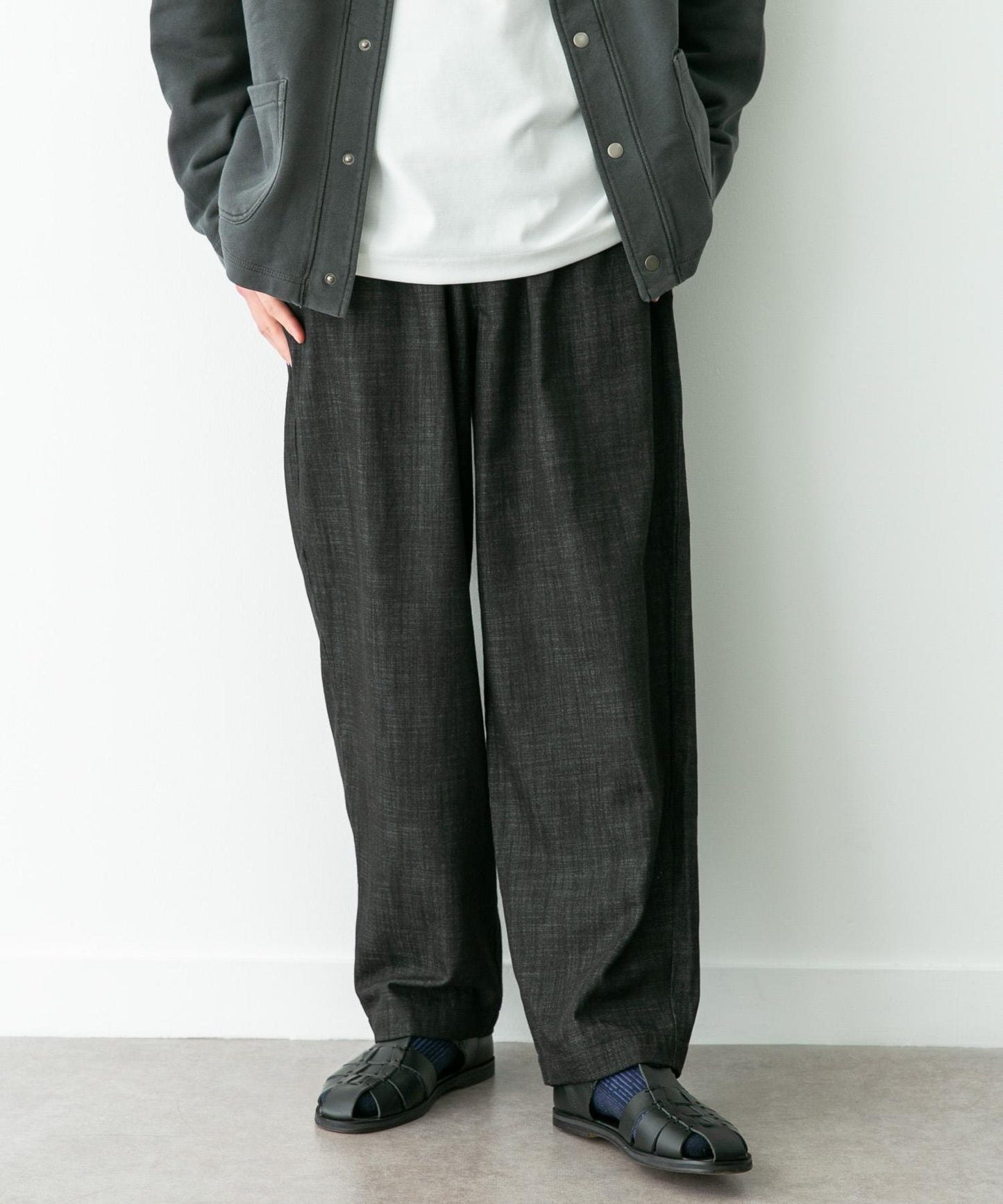 牛仔風寬鬆闊腿休閒褲