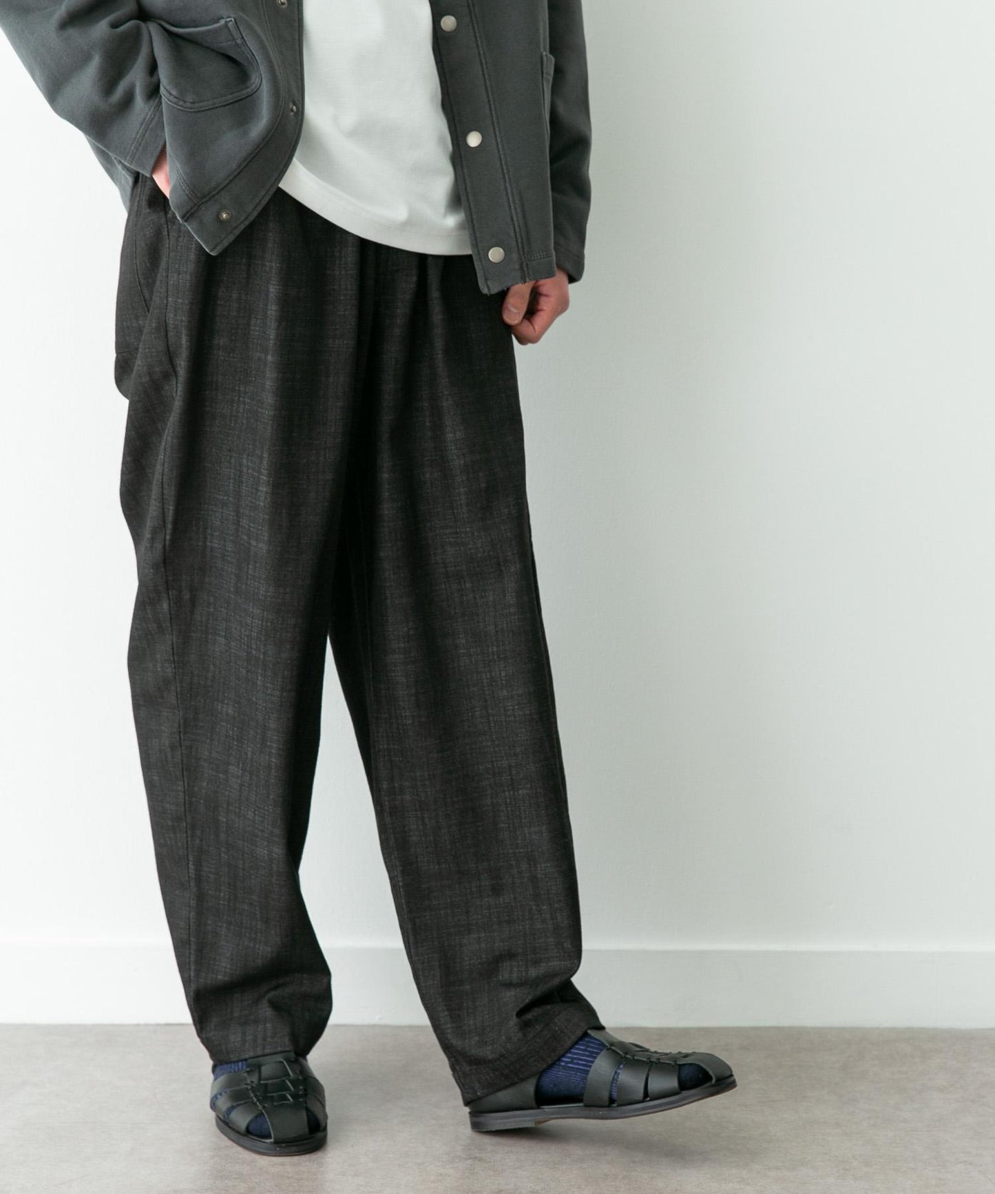 牛仔風寬鬆闊腿休閒褲