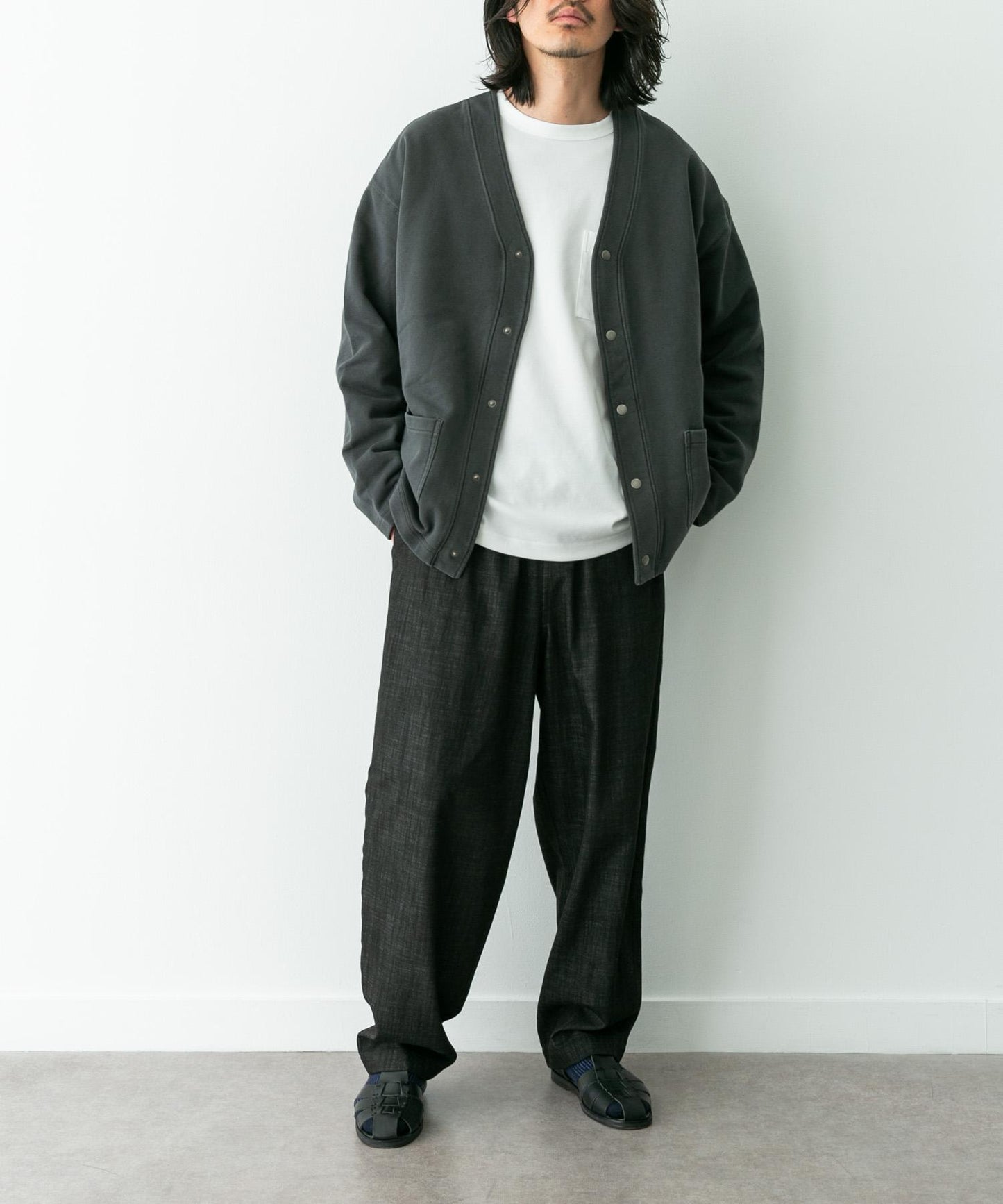 牛仔風寬鬆闊腿休閒褲