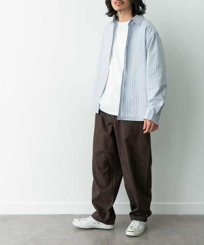 牛仔風寬鬆闊腿休閒褲