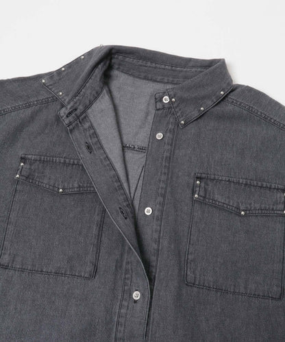 鉚釘設計 牛仔襯衫