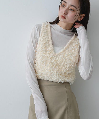 可機洗 2way蝴蝶結帶紗圈織 針織背心