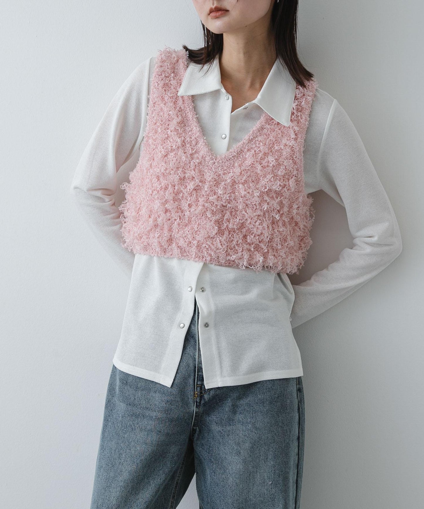 可機洗 2way蝴蝶結帶紗圈織 針織背心