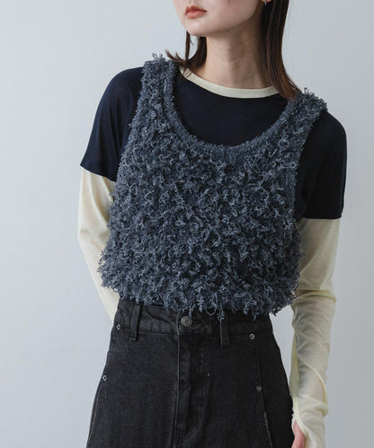 可機洗 2way蝴蝶結帶紗圈織 針織背心