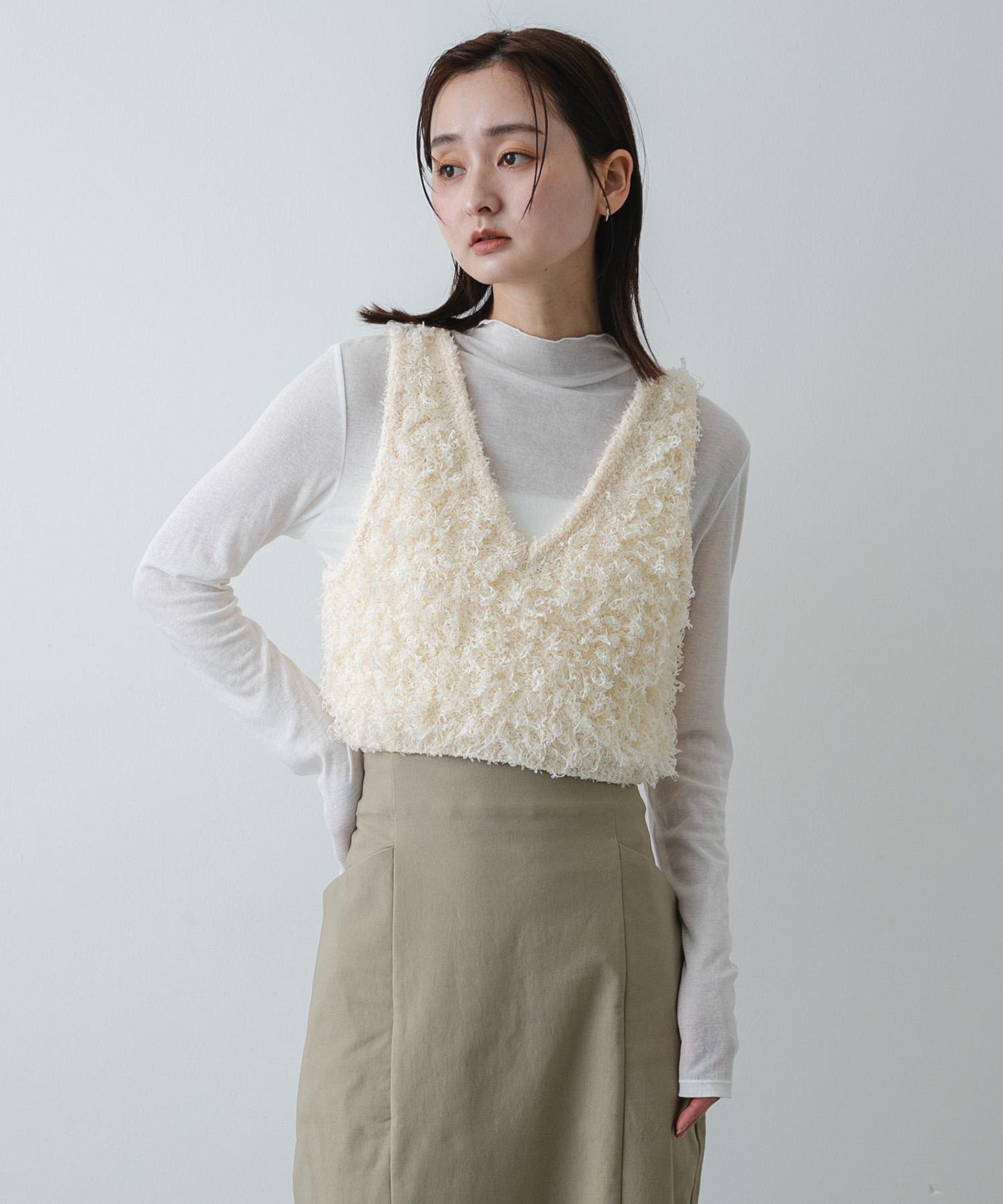 可機洗 2way蝴蝶結帶紗圈織 針織背心