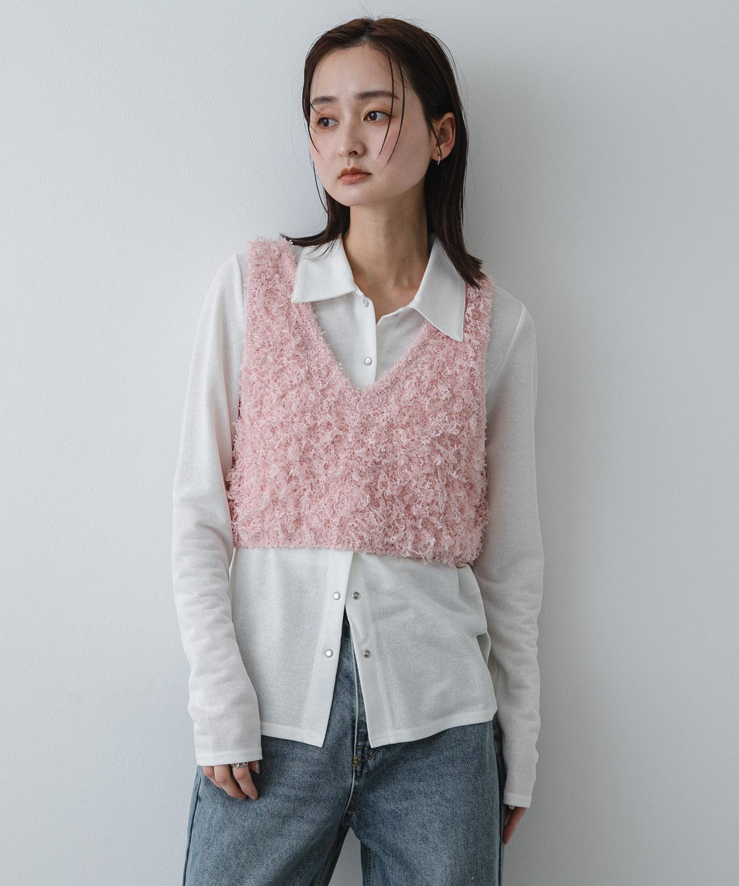 可機洗 2way蝴蝶結帶紗圈織 針織背心