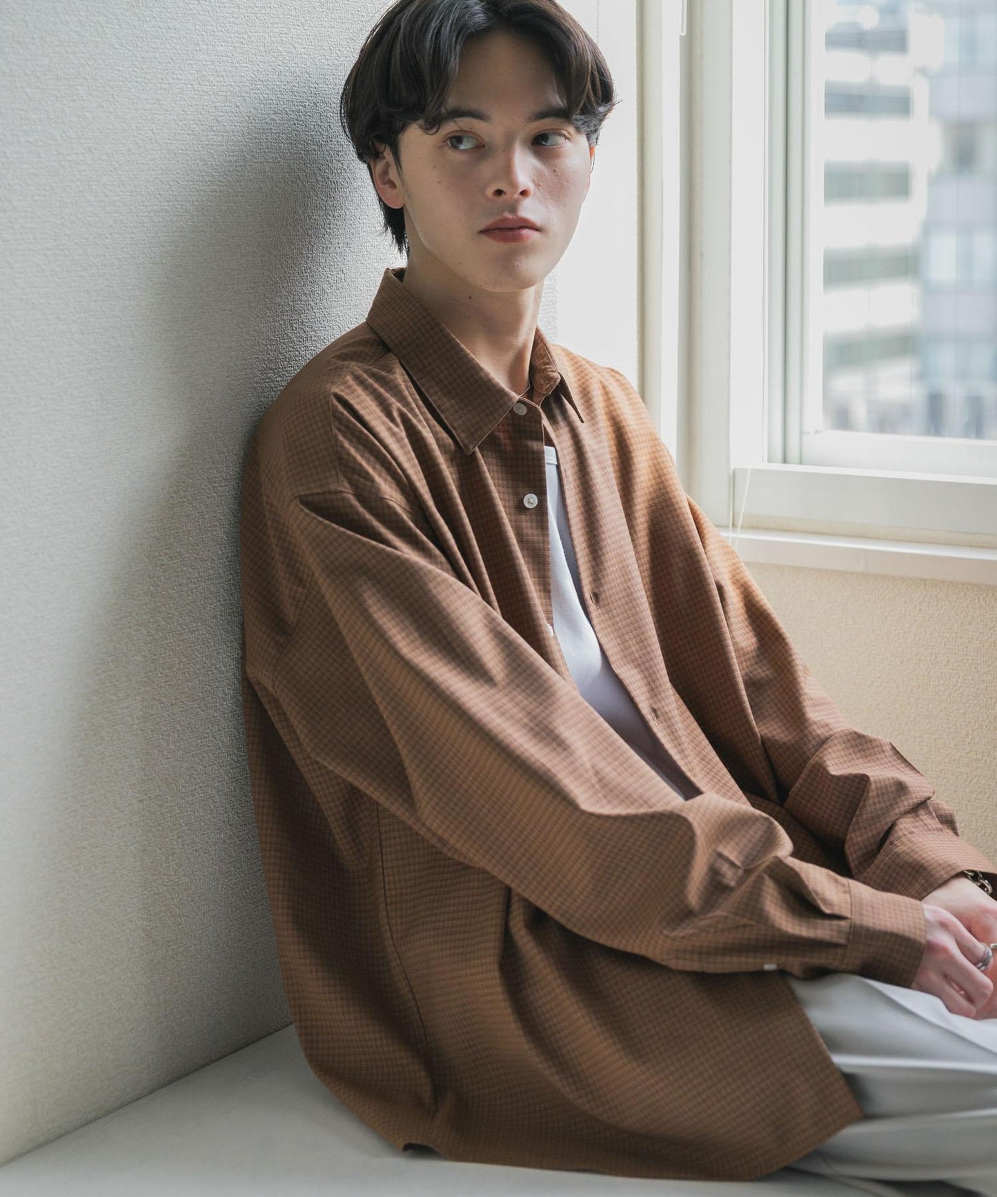 小格紋 經典領口 襯衫