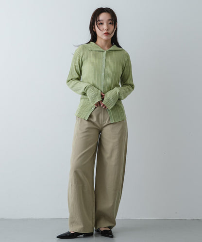 多段羅紋針織連帽衫