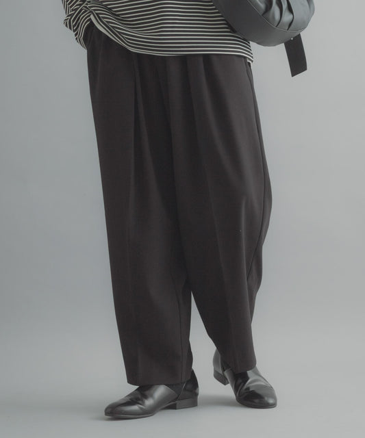 配色雙褶寬鬆錐形褲