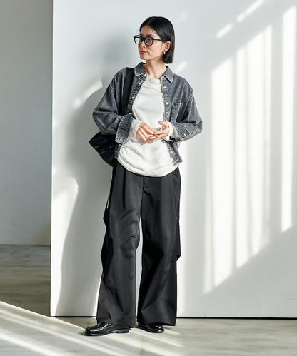 垂墜感牛仔短款襯衫（可成套）