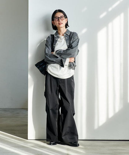 垂墜感牛仔短款襯衫（可成套）