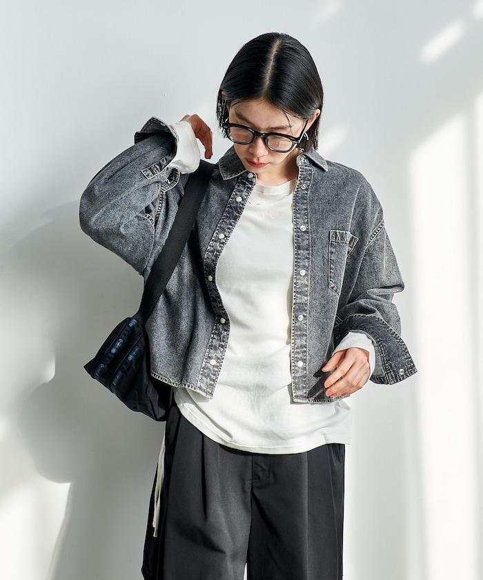 垂墜感牛仔短款襯衫（可成套）