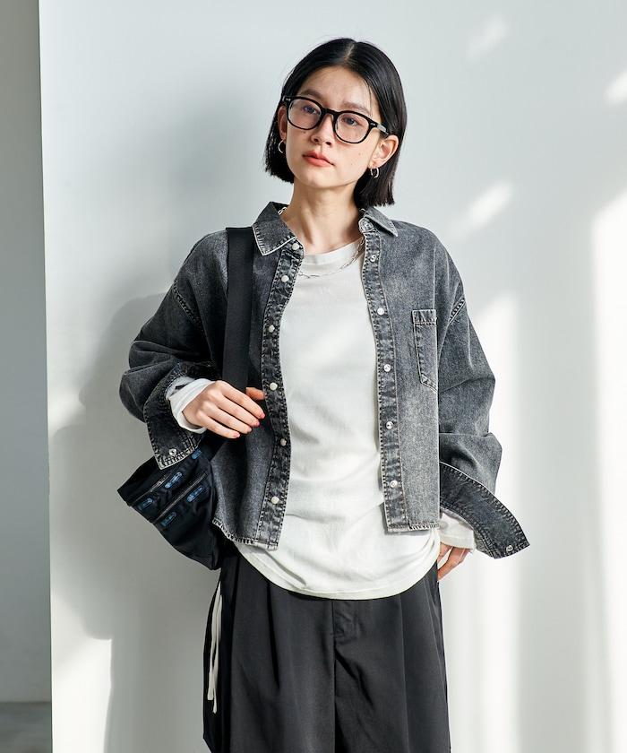 垂墜感牛仔短款襯衫（可成套）