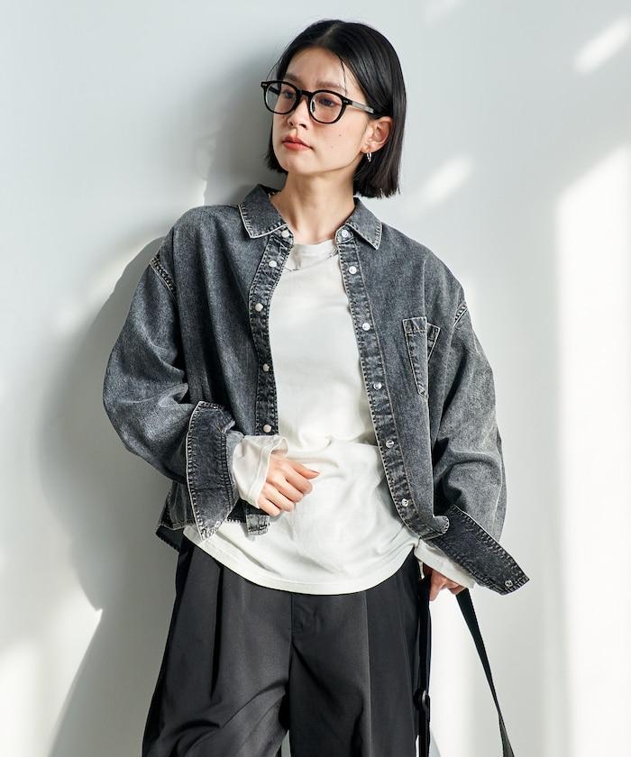 垂墜感牛仔短款襯衫（可成套）