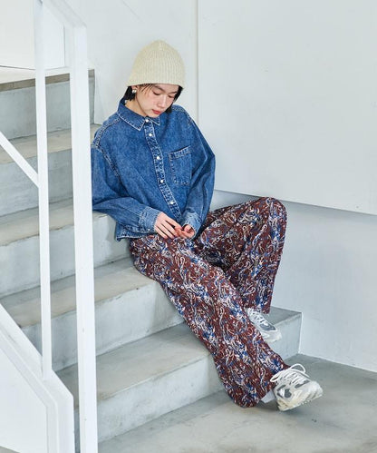 垂墜感牛仔短款襯衫（可成套）