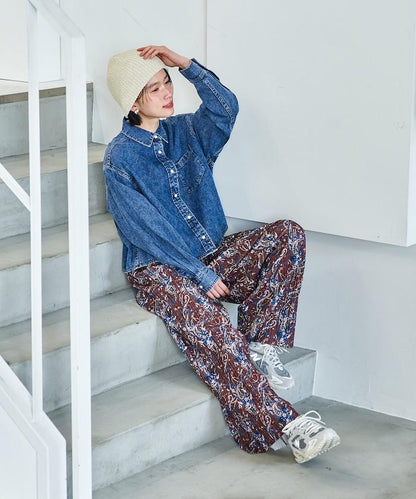 垂墜感牛仔短款襯衫（可成套）