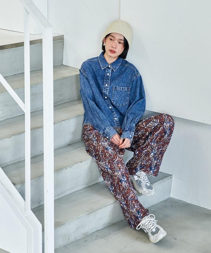 垂墜感牛仔短款襯衫（可成套）