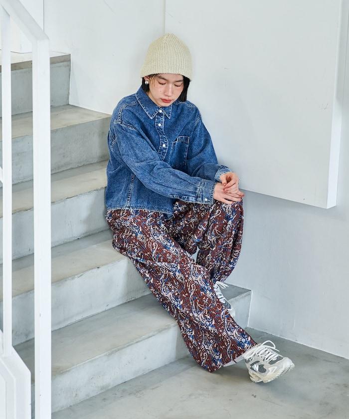 垂墜感牛仔短款襯衫（可成套）