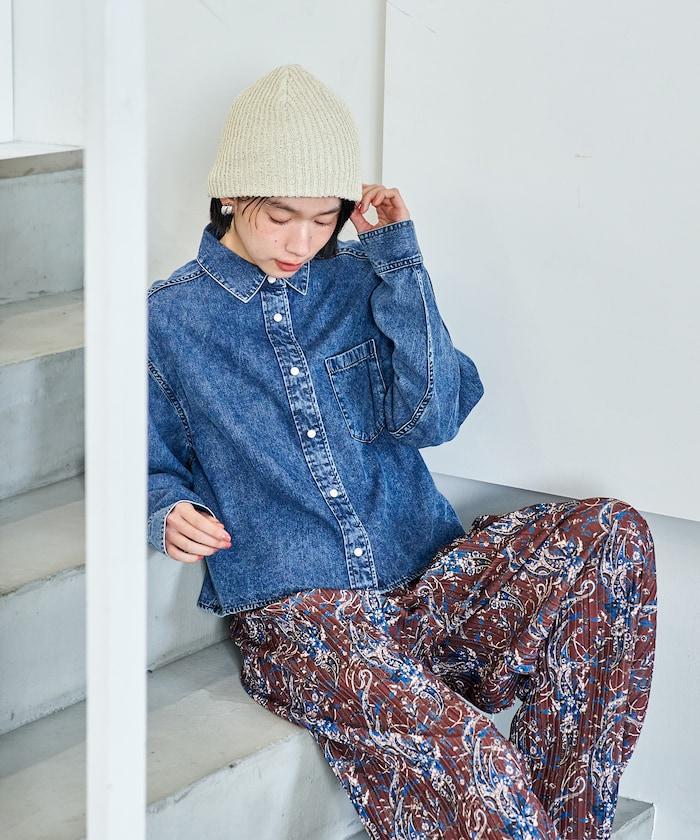 垂墜感牛仔短款襯衫（可成套）