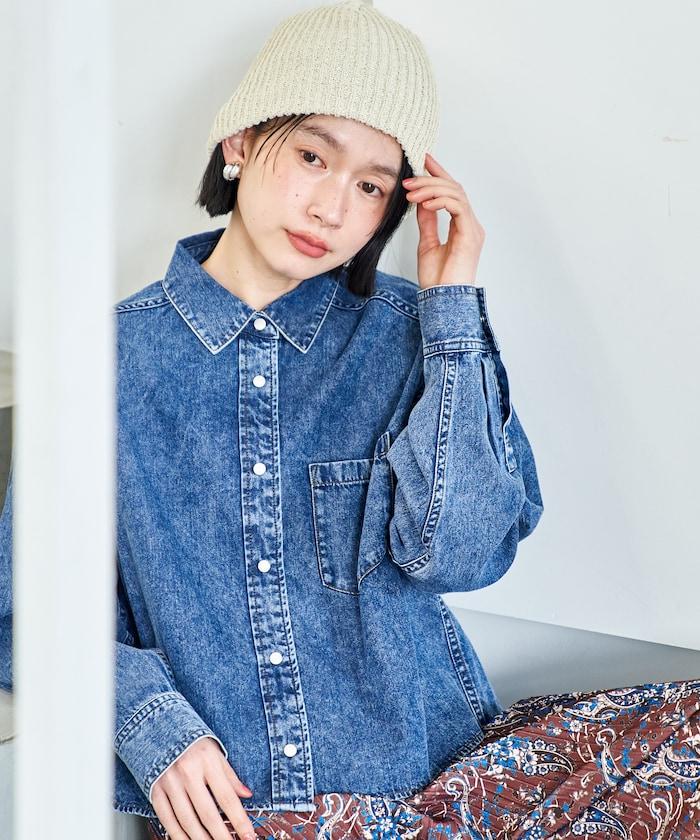 垂墜感牛仔短款襯衫（可成套）