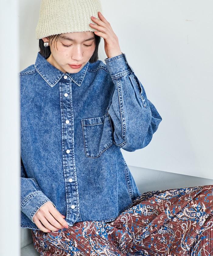 垂墜感牛仔短款襯衫（可成套）