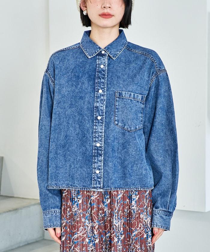 垂墜感牛仔短款襯衫（可成套）