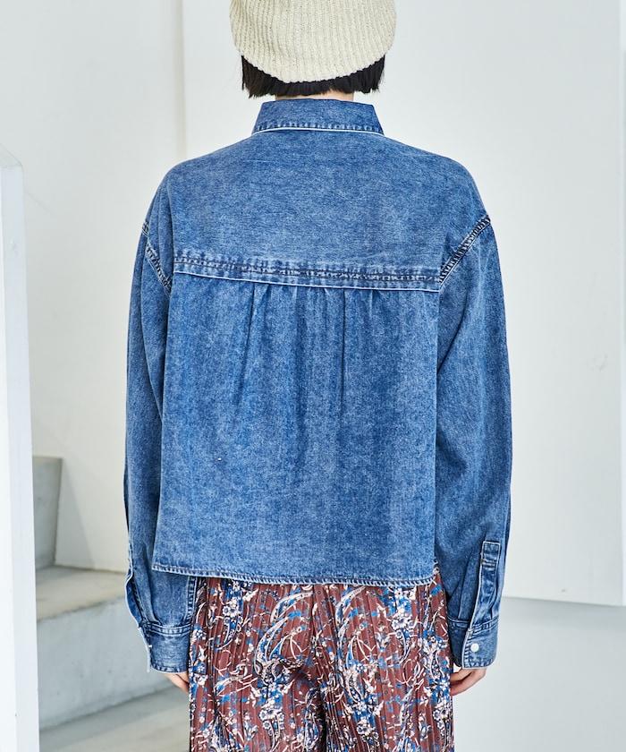 垂墜感牛仔短款襯衫（可成套）