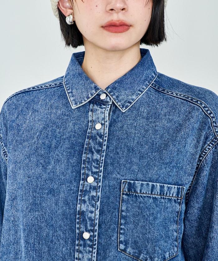 垂墜感牛仔短款襯衫（可成套）