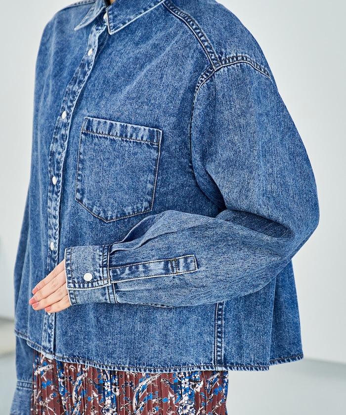 垂墜感牛仔短款襯衫（可成套）