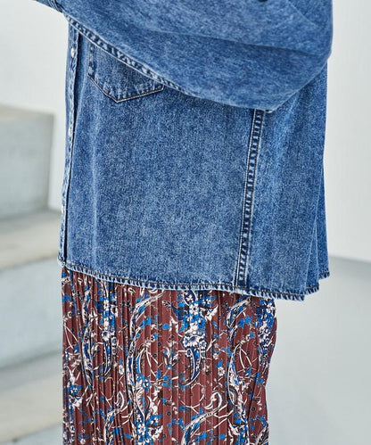 垂墜感牛仔短款襯衫（可成套）