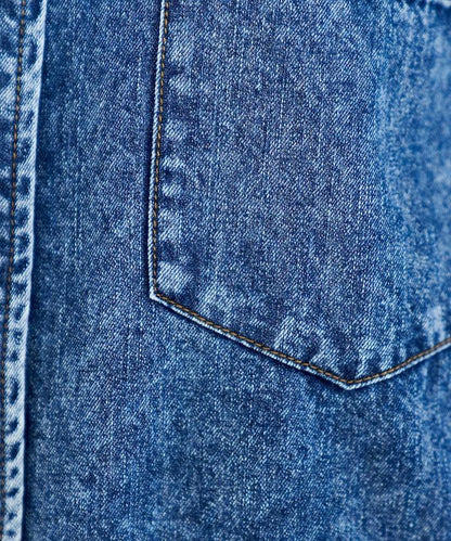 垂墜感牛仔短款襯衫（可成套）