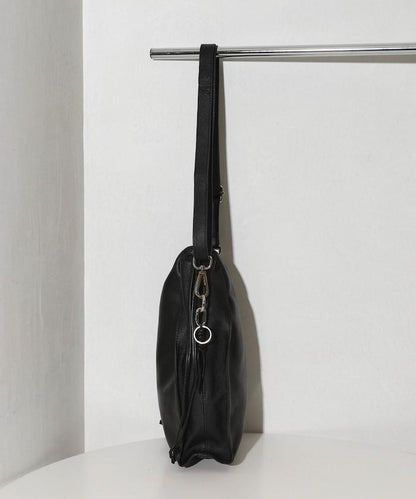 撥水牛皮 豎款束口 2WAY Leather Shoulder Bag 3 單肩包