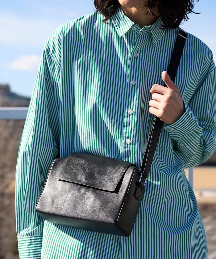 牛皮 防潑水 翻蓋設計 Leather Editor's Flap Shoulder Bag 單肩包